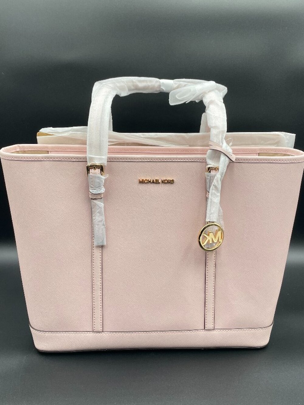 NWT Michael Kors Jet Set Travel Large Saffiano Leather Tote Powder Blush Pink